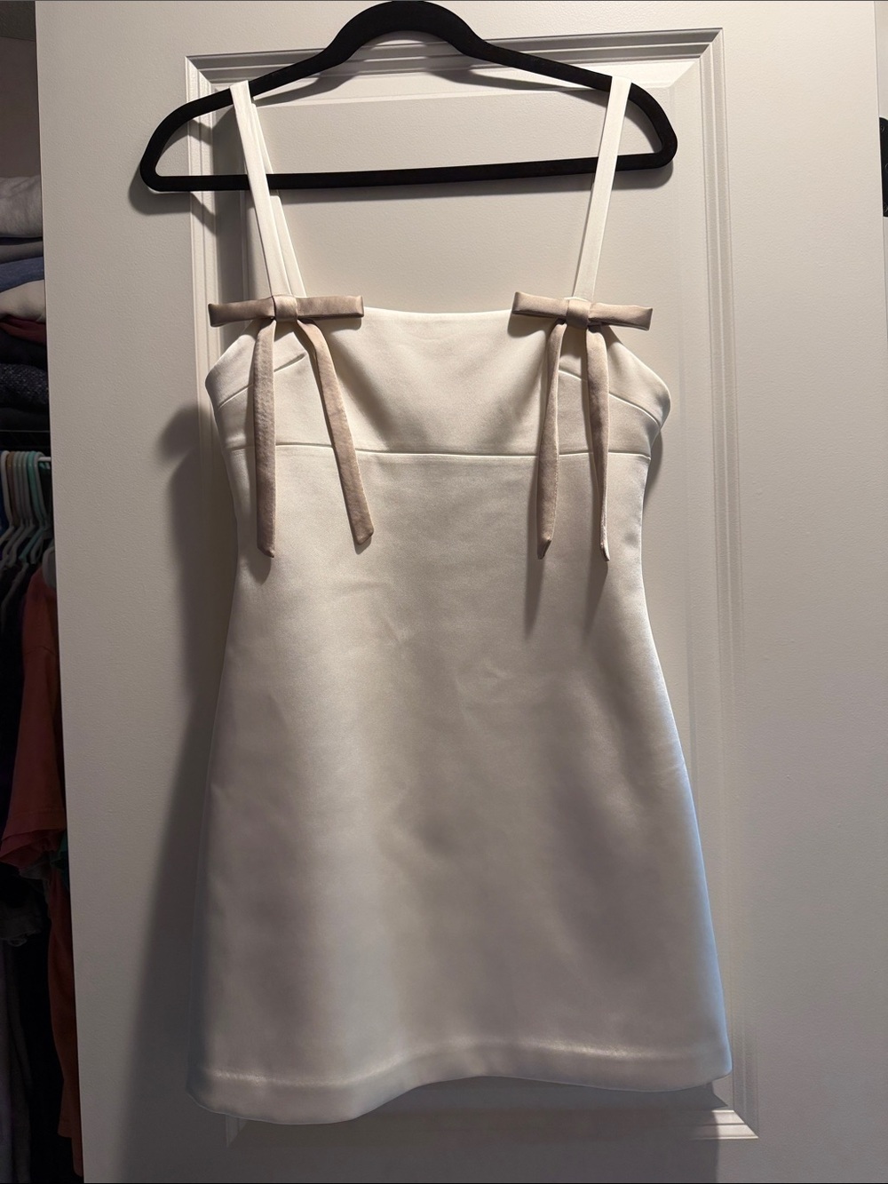 Zara White Bow-Accent Sleeveless Mini Dress